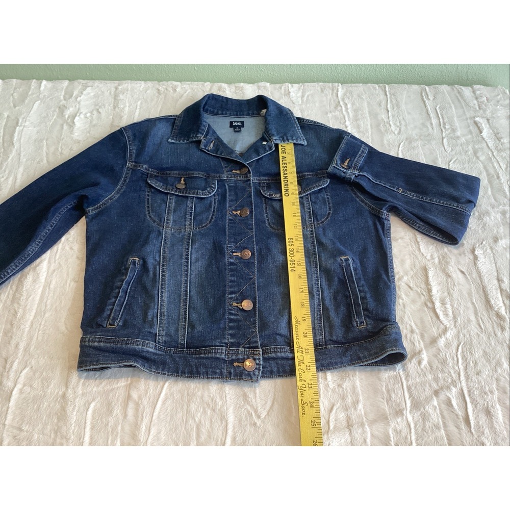 Vintage Lee Easy Rider Denim Jean Jacket Medium Dark Wash Blue Punk 90s Mens M - Picture 3 of 6